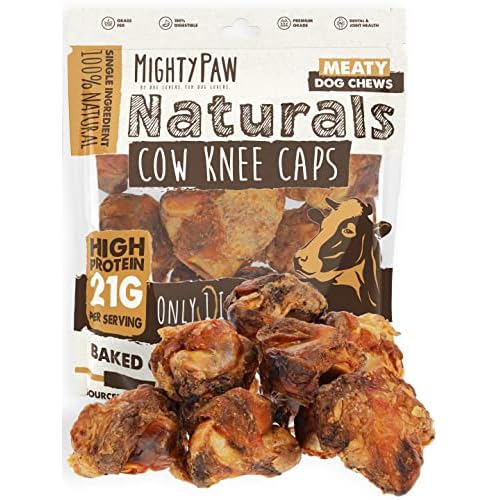 Mighty Paw Naturals Dog Bones - Cow Knee Caps & Knuckle Bones for Dogs (8 Pack) | 100% Natural Beef Knee Caps, Meaty Pet Treat 1.88 Pound (Pack of 1)