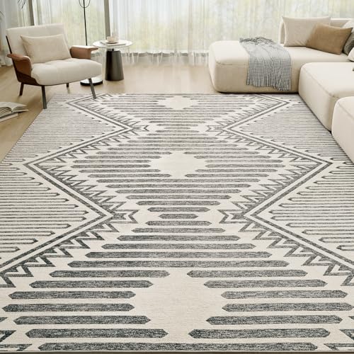 Textured Tufted Boho 6x9 Area Rugs for Living Room Rug Bedroom Nursery Rug Carpet Washable Neutral Modern Farmhouse Luxury Non Slip-Charcoal Grey Char