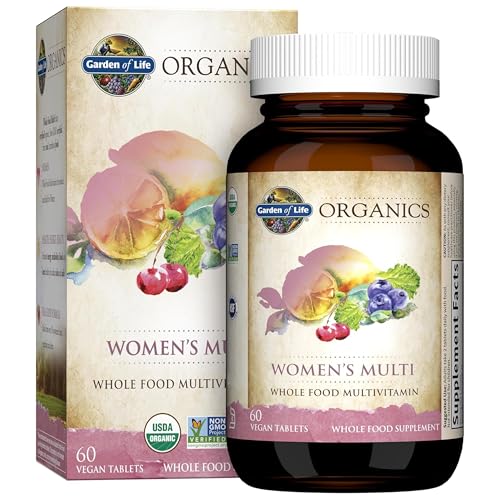 Garden of Life Organics Organic Multivitamin for Women - Womens Multi with Vitamin C, D, Folate, B6, B12, Biotin, Iron, Vegan Whole Food Vitamins for