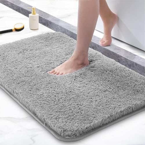 Bathroom Rugs 24x16, Extra Soft and Absorbent Microfiber Bath Mat, Non-Slip, Machine Washable, Quick Dry Shaggy Bath Carpet, Suitable for Bathroom Flo