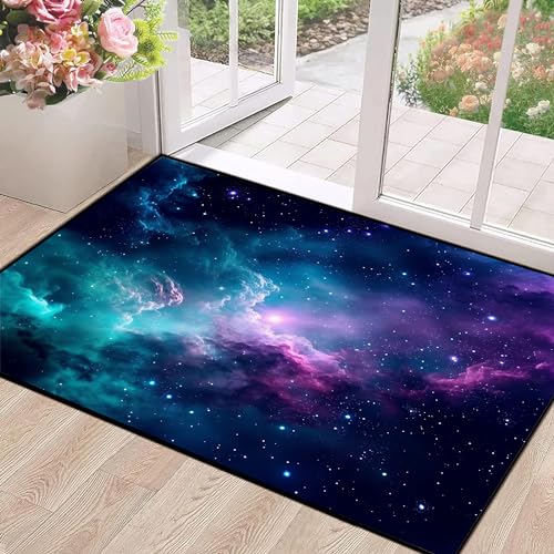 Galaxy Area Rug Dark Blue Outer Space Starry Sky Carpets for Kids Bedroom Living Room Glitter Throw Rugs Floor Mat, 31" X 63",Dark Blue Galaxy 6 2'7"