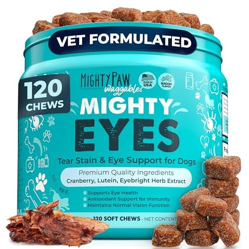 Mighty Paw Waggables Eyes (Made in USA) | Tear Stain Chews for Dogs. Vision and Tear Stain Support Supplements for Dogs. Lutein Supplement. Lubricates