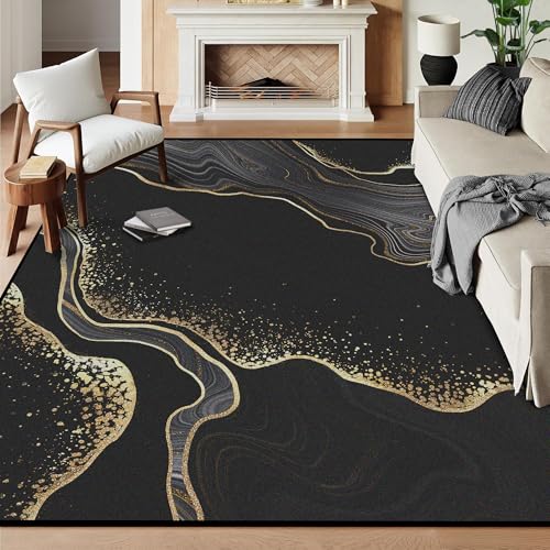 6' x 9' Marble Rug Abstract Area Rugs for Kids Women Men Girls Bedroom Living Room Dormitory Black Modern Aesthetic Washable Floor Mat Doormats Throw