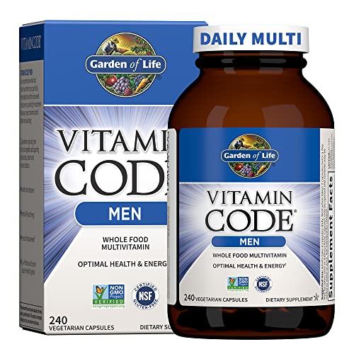 Garden of Life Vitamin Code Whole Food Multivitamin for Men - 240 Capsules, Vitamins for Men, Fruit Veggie Blend and Probiotics for Energy, Heart, Pro