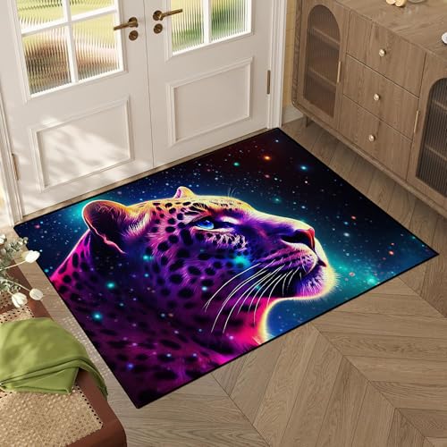 Galaxy Leopard Rug Fierce Panther Head Area Rugs for Boys Kids Bedroom Living Room Gameroom Girls Glitter Carpet Floor Mat Throw Rugs 63 in x 31 in Ga