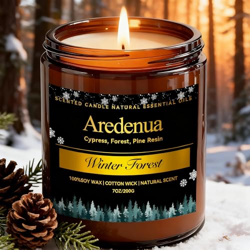 Winter Candles – Winter Forest Candle | Holiday Soy Candles for Home Scented - Cedarwood Evergreen Christmas Candle | Holiday Christmas Gifts for Wo