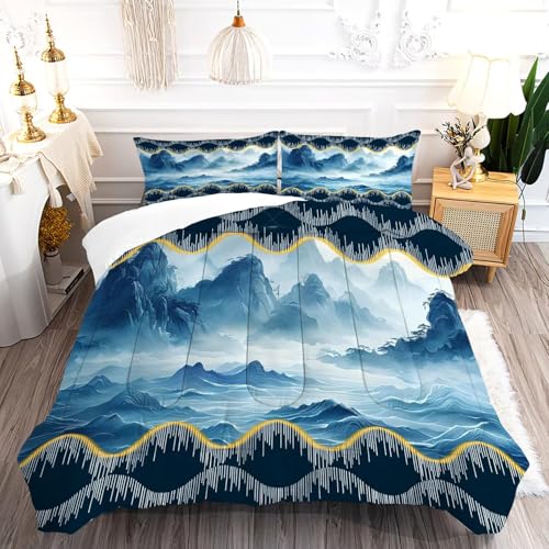 Bohemian Striped Comforter Set Full, Boho Aztec Bedding for Kids Boys Girls Bedroom, Red and White Aztec Pattern Quilt Sets, 1 Comforter, 2 Pillowcase