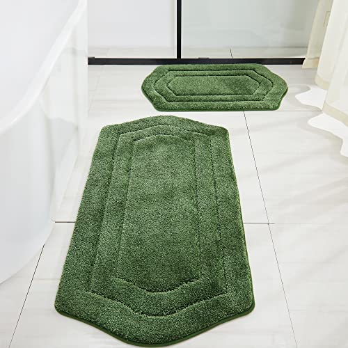 COSY HOMEER Extra Thick Bath Rugs Sets for Bathroom - Anti-Slip Bath Linen Sets Mats Soft 100% Strong Polyester Living Room Bedroom Water Absorbent(Gr