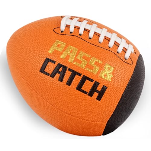 PassCatch Training Football, Peewee Size(Ages 3-9) Kids-Youth (Ages 7-13) Official Size(Ages 13+) Fatherless Bounce Back Leather Football Improving En