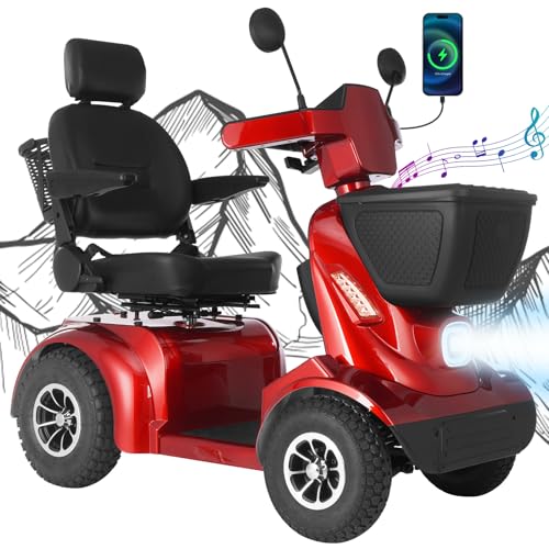 MS02 MAX All Terrain 1000W Electric Mobility Scooter for Adults& Seniors - 500LBS Load & 32 Miles Range Powerd Wheelchair Device w-Off-Road Absorber,