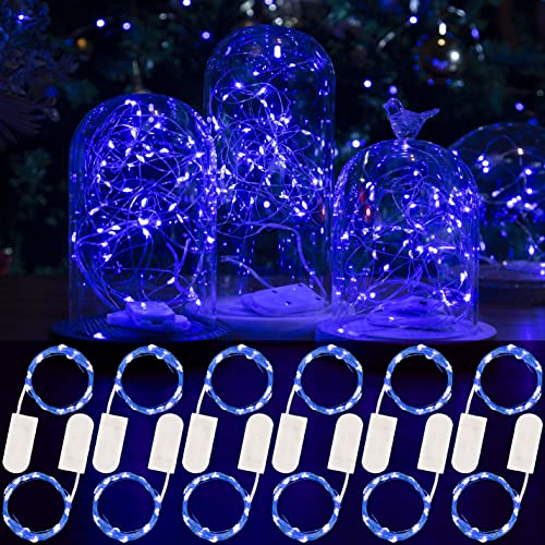 HXWEIYE 12 Pack 7ft 20LED Blue Fairy Lights Battery Operated for Mason Jar DIY Wedding Party Bedroom Patio Christmas Décor Blue 12 Pack