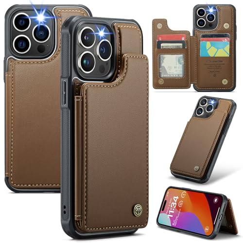 for iPhone 14 Pro Max Case with RFID Blocking and 5 Credit Card Holder, Premium Durable Slim Leather Magnetic Clasp Kickstand Heavy Duty Shockproof Pr