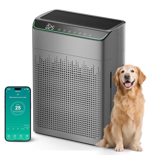 FLANUR Air Purifiers for Bedroom Home Large Room, Covers up to1690 ft² with Smart WiFi Air Quality Monitor, Sleep Mode and Auto Mode, True HEPA Filte