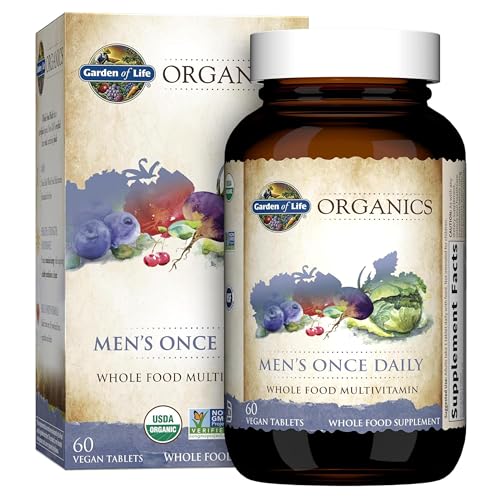Garden of Life Once Daily Whole Food Multivitamin for Men, Organic Mens Vitamins & Minerals, Vitamin C, Zinc, Vegan, for Health & Well-Being, 60 Table