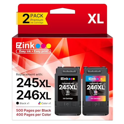 E-Z Ink 245XL and 246XL Ink Cartridge for canon printers Replacement for Canon 245XL 246XL Combo Pack for Canon Ink 245 and 246 with Pixma MX490 MG252