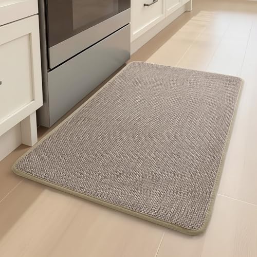 Kitchen Floor Mats, Washable Rubber Backing Absorbent Farmhouse Non Slip Runner Rugs for Sink for Front, Hallway, Home, Laundry Room (Beige, 17.3"x47"