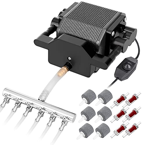 AquaMiracle Quiet Aquarium Air Pump 200-317-475GPH High Pressure Commercial Air Pump Pond Aerator Bubbler Hydroponics Air Pump Oxygen Pump 16W, 475GPH