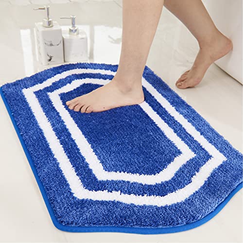 COSY HOMEER Extra Thick Bath Linen Sets Rugs - Anti-Slip Bath Mats Soft Plush 100% Strong Polyester Living Room Bathroom Water Absorbent(Blue,20x32 -