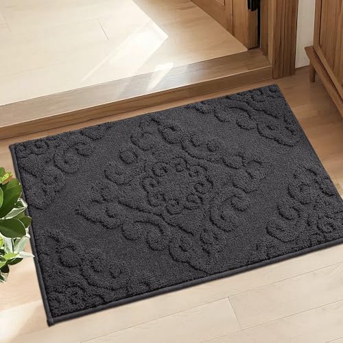 COSY HOMEER 50x80 cm Nonslip Indoor Doormat, Absorbent Dirt Trapper Floor Mat for Front Back Door Entrance, Low Profile Door Entrance Welcome Rug, Dar