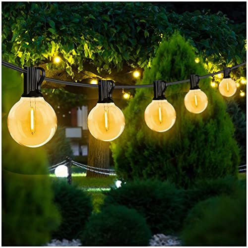 DAYBETTER 25FT Outdoor String Lights Waterproof,Patio Lights with 12 Shatterproof Dimmable LED Edison Bulbs(+1 Spare),Connectable G40 Globe String Lig