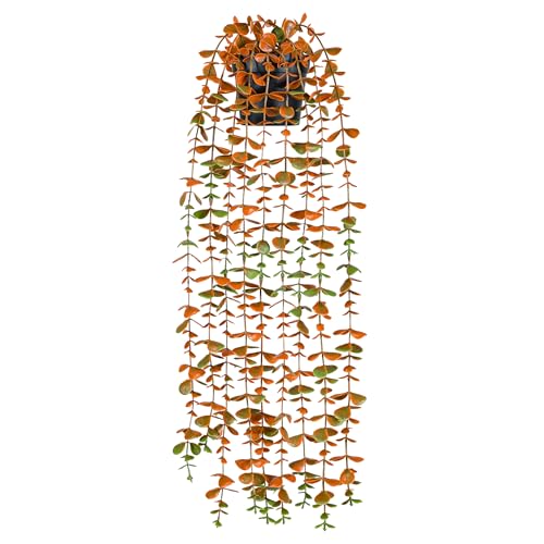 Der Rose 1Pcs Fake Fall Plants Hanging Orange Artificial Potted Faux Eucalyptus Plant Decorations for Fall Thanksgiving Bathroom Table Centerpiece Wal