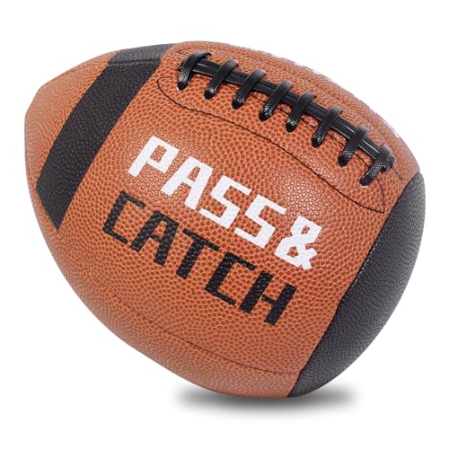 PassCatch Training Football, Peewee Size(Ages 3-9) Kids-Youth (Ages 7-13) Official Size(Ages 13+) Fatherless Bounce Back Leather Football Improving En