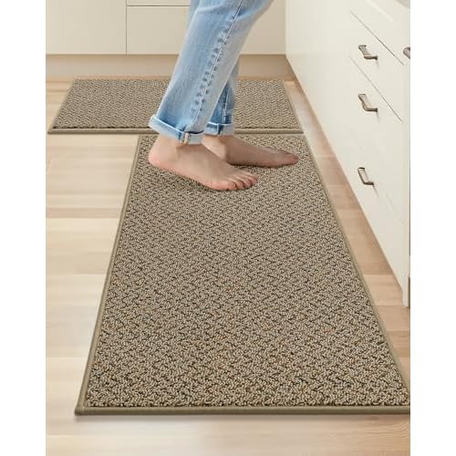 COSY HOMEER Kitchen Rugs and Mats 2PCS Non Slip Kitchen Mats for Floor Washable Stain Resistant Kitchen Runner Rug Sets Absorbent Kitchen Floor Mat 20