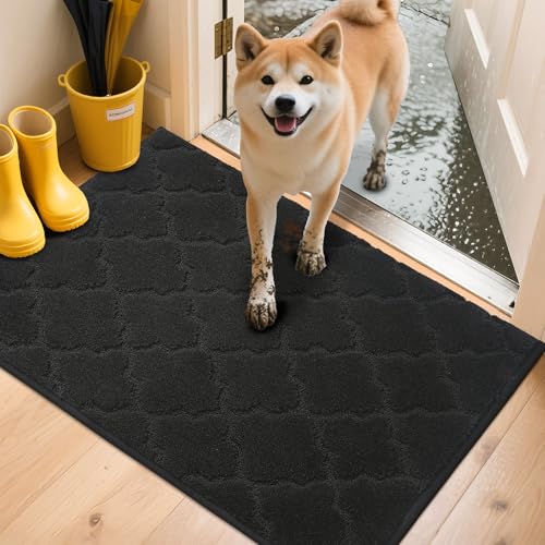 COSY HOMEER Front Door Mat 60x90 CM, Dirt Trapper Floor Mat, Polyester Welcome Door Mat for Kitchen Room Office Entryway Doors, Absorbent Non-Slip Low