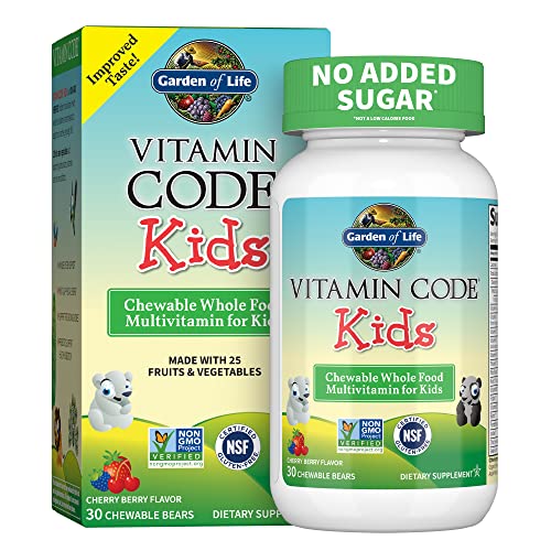 Garden of Life Vegetarian Multivitamin Supplement for Kids - Vitamin Code Kids Chewable Raw Whole Food Vitamin with Probiotics, 30 Chewable Bears
