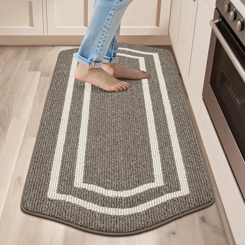 COSY HOMEER Long Kitchen Floor Mats for in Front of Sink Super Absorbent Kitchen Rugs and Mats 24"x48" Non-Skid Kitchen Mat Standing Mat Washable,Poly
