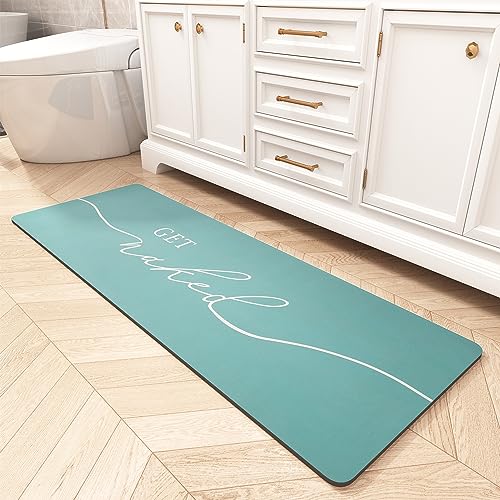 tchdio Long Bath Mat Rug-Super Absorbent Quick Dry Bath Mats for Bathroom Floor Non Slip-Bathroom Mats with Rubber Backing Thin Bathroom Runner 17" x