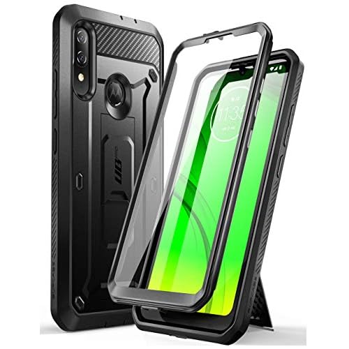 SupCase Unicorn Beetle Pro Series Case Designed for Moto E6 Plus 2019, Built-in Screen Protector Full-Body Rugged Holster & Kickstand Case (Black)