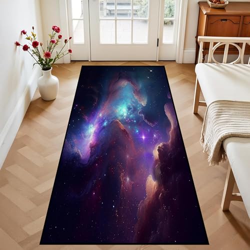 Galaxy Area Rug Bedroom Living Room for Girls Kids Boys Carpet Nebula Vortex Throw Rugs Purple Blue Cloud Floor Mat 79 in x 39 in Galaxy 1 3'3" x 6'7"