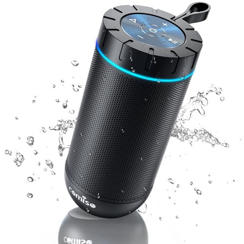 comiso Bluetooth Speaker, IP65 Waterproof Portable Speaker with 360° HD Stereo Sound, Punchy Bass, TWS Pairing, 24H Playtime, Wireless Speakers for H
