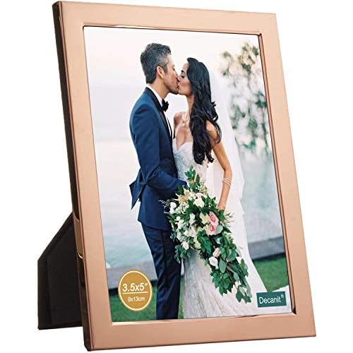 DECANIT 3.5x5 Picture Frames Rose Gold Metal Photo Frames for Tabletop Display and Wall Decoration-Best Gifts for Family Rose Gold 3.5x5