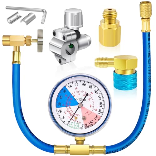 Refrigerator Freon Recharge Kit, R134a Refrigerant Recharge Kit, Fridge Recharge Kit, with 1 BPV31 Bullet Piercing Tap Valve, 1 R134a Self-Sealing Ada