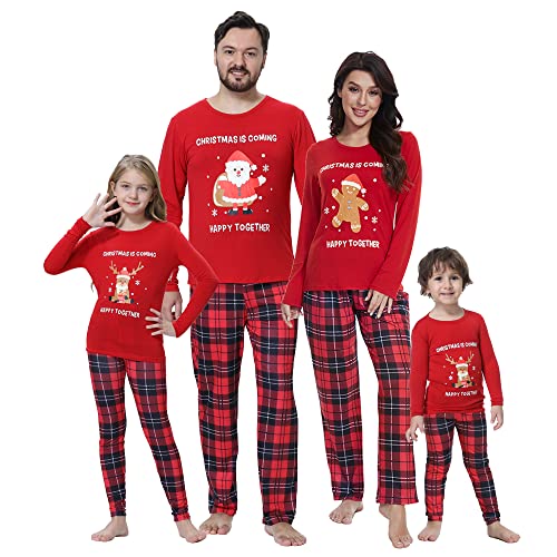 VENTELAN Family Matching Christmas Pajamas Set Holiday Santa Claus Sleepwear Xmas PJS Set for Couples and Kids Kids 2T Plaid Santa