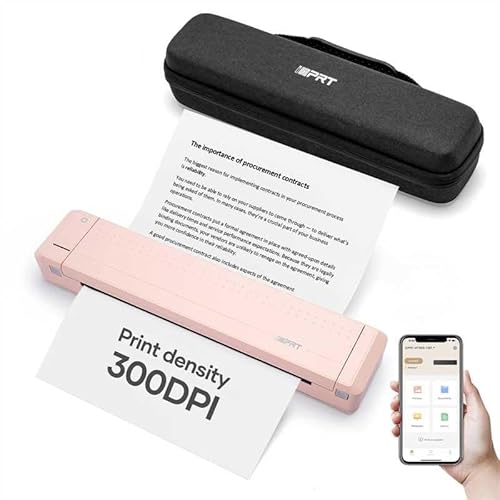 iDPRT Portable Thermal Printer with Case, 300DPI Inkless Mobile Printers for Travel, Home, Office, School, Vehicles, Support 8.5" X 11" US Letter-A4-A
