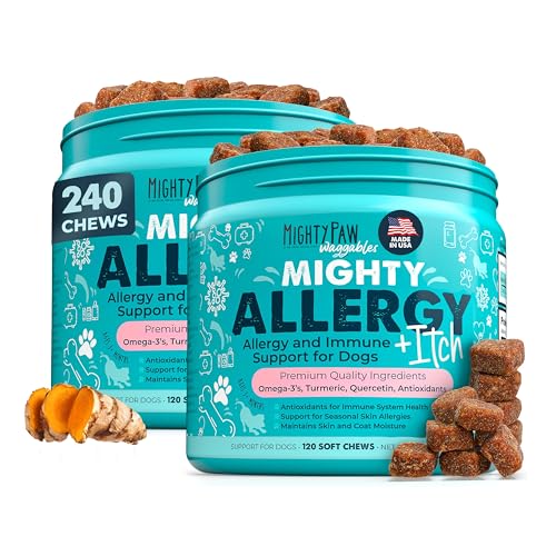 Mighty Paw Waggables Allergy Immune + Itch (Made in The USA) 2 Pack -Dog Chews Anti-Itch for Dogs. Allergy Support Vitamins for Skin and Coat Allergie