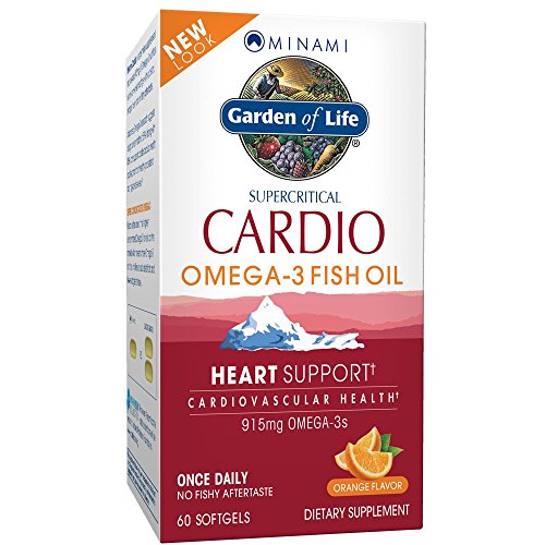 Garden of Life Fish Oil Omega 3 - Cardio Fish Oil Supplement for Heart Health, 915mg Omega 3 Fatty Acids EPA & DHA - Orange Flavor, Two Month Supply,