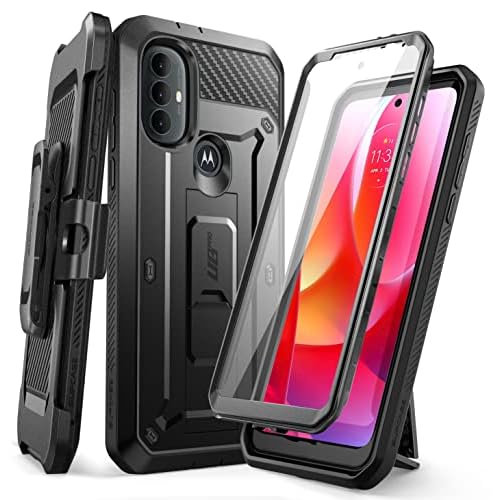 SUPCASE Unicorn Beetle Pro Series Case for Moto G Power 2022, Full-Body Rugged Belt Clip & Kickstand Case with Built-in Screen Protector (Black)
