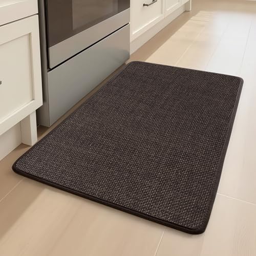 Kitchen Floor Mat, Washable Rubber Backing Non Skid Runner Rugs for Front of Sink, Office, Home Absorbent Kitchen Rugs（Brown, 17.3"x47"） Brown 17.