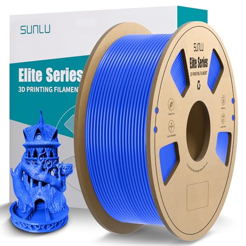 SUNLU Elite PLA 3D Printer Filament 1.75mm, Fit Most FDM 3D Printers, Neatly Wound, Dimensional Accuracy +-- 0.02 mm, 1kg Spool (2.2lbs), Blue