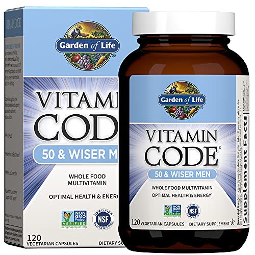 Garden of Life Multivitamin for Men - Vitamin Code 50 & Wiser Men's Raw Whole Food Vitamin Supplement with Probiotics, Vegetarian, 120 Capsules 120 Co