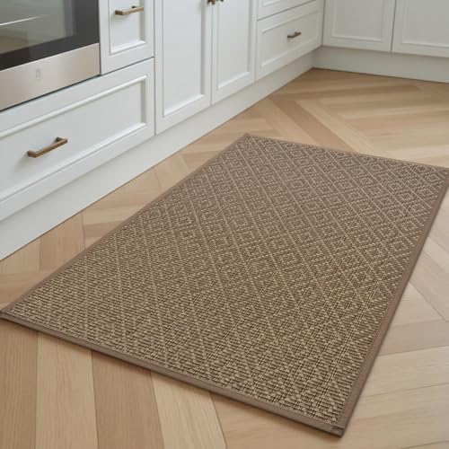 PADOOR Kitchen Floor Mat, Rubber Backed Kitchen Rugs Non Slip Washable, Super Absorbent Kitchen Mats for Floor Front of Sink, 20"x32" Brown 20"x32" Br