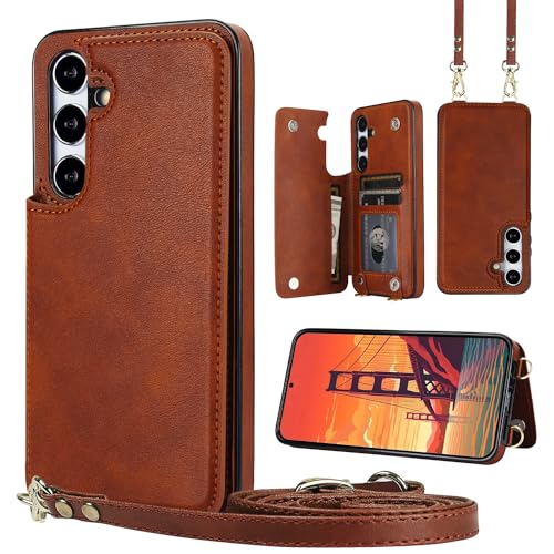 for Samsung Galaxy S25 Wallet Case with Credit Card Holder RFID Blocking, Fold Premium Leather Magnetic Clasp Kickstand Heavy Duty Protective Cover.(B
