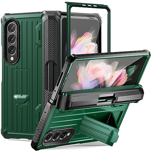 for Samsung Galaxy Z Fold 3 Armor Protect Case,Bulit-in[Kickstand] [S Pen Holder] [Screen Protector] [Hinge Protection] Heavy Duty Shockproof & Milita