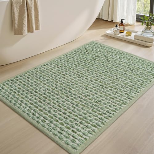 AMOAMI Unique Woven Bath Mat, Super Absorbent Non Slip Bath Mat, 24" x 36", Sage Sage 24" x 36"