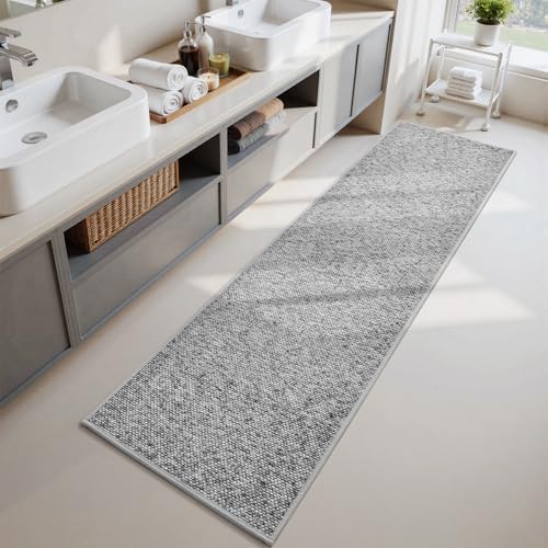 PADOOR- Bath Mat Rug Long 17"x59"-Super Absorbent Bathroom Mats-Rubber Backed Bath Mats for Bathroom Non Slip, Machine Washable Bathroom Runners Front