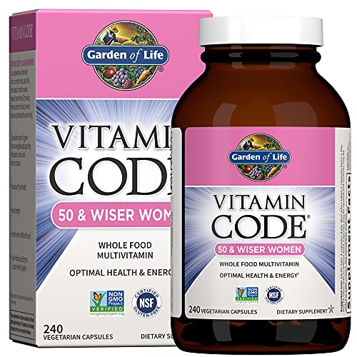 Garden of Life Multivitamin for Women 50 & Over, Vitamin Code Women 50 & Wiser Multi - 240 Capsules with Vitamins A, B, C, D3, E & K, CoQ10, Probiotic
